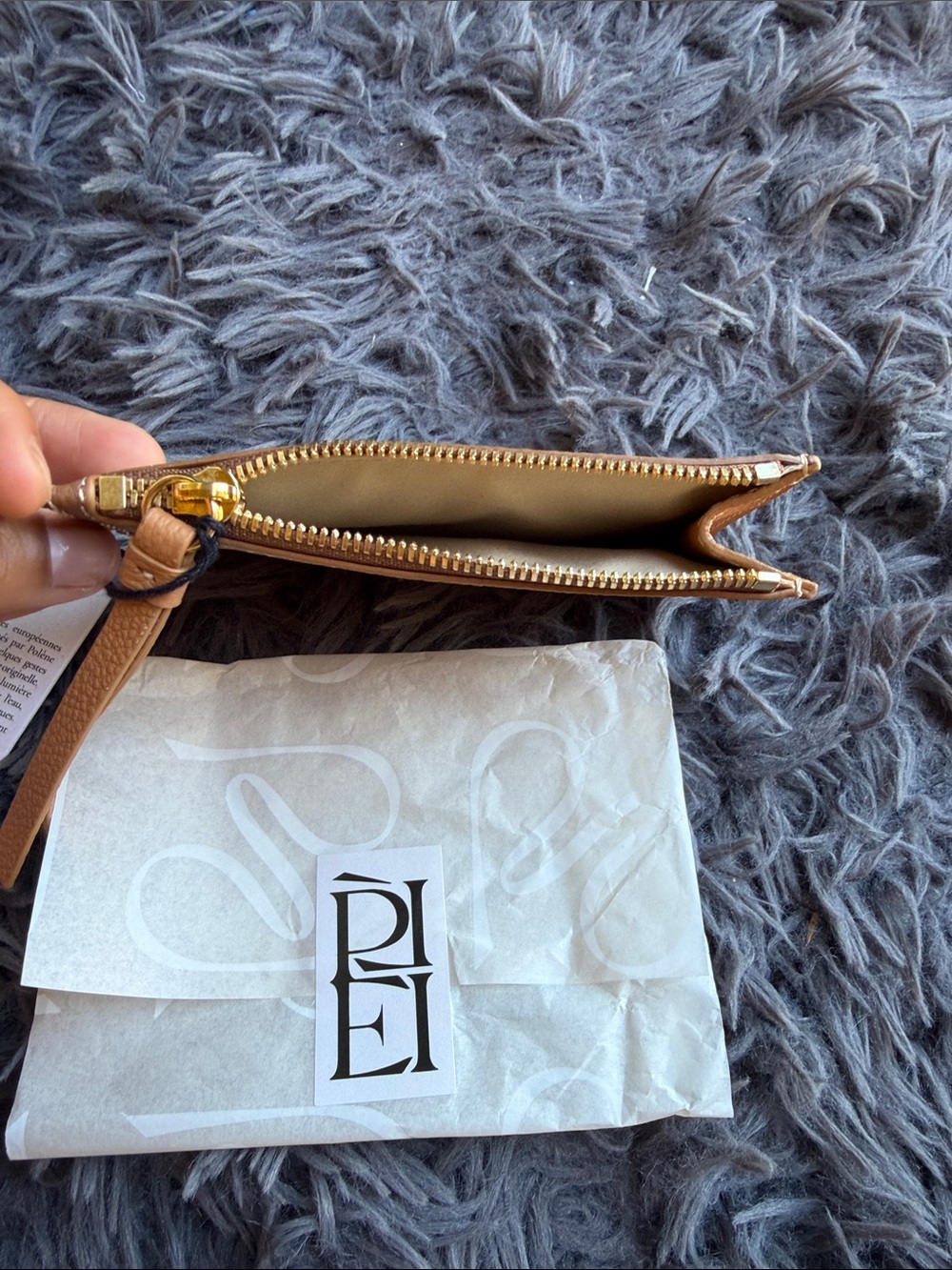 Polene Tan and Cream Leather Zip Card Holder - Picture 3 of 7